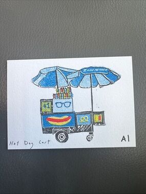Inciardi - Blue Hot Dog Cart - Mini Print